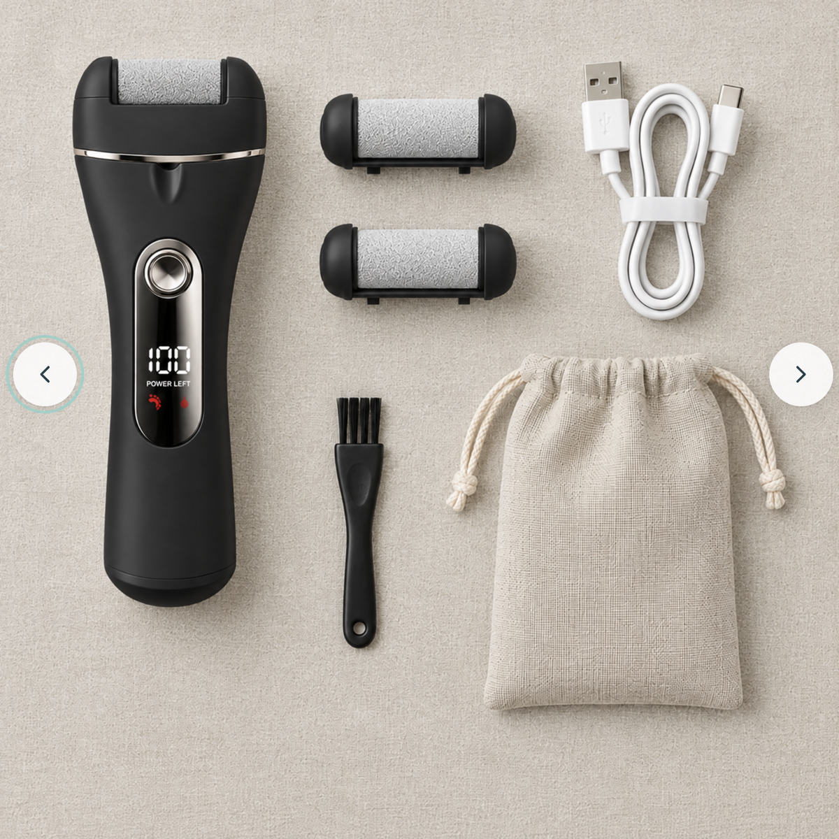 Contenu du coffret de la râpe électrique Velours — Noir mat